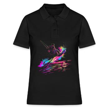 Wakeboarding Wakeboard Wakeboarder Popart - Polo Femme - noir - Devant - Ailine (174cm)