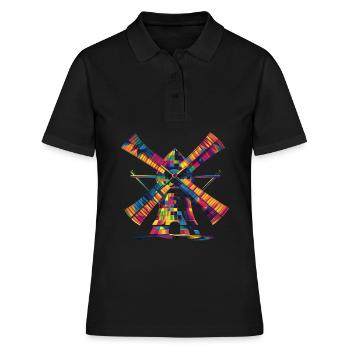 Moulin à vent Énergie éolienne Turbine Popart - Polo Femme - noir - Devant - Ailine (174cm)