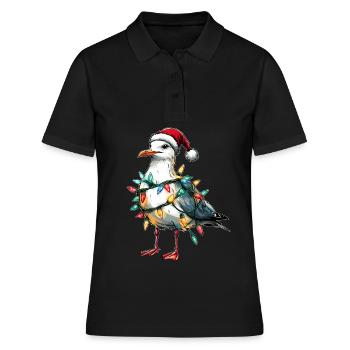 Seemöwe Möwe Seevogel Weihnachtsmütze Xmas - Frauen Polo Shirt - Schwarz - Vorne - Ailine (174cm)