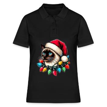 Chapeau de Noël Chat Siamois - Polo Femme - noir - Devant - Ailine (174cm)