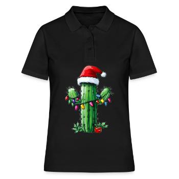 Cactus Christmas Hat Xmas - Women's Polo Shirt - black - Front - Ailine (174cm)