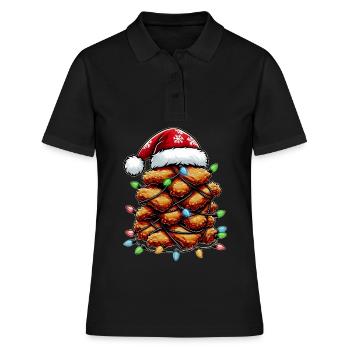Chicken Nugget Pile Nug Weihnachtsmütze Xmas - Frauen Polo Shirt - Schwarz - Vorne - Ailine (174cm)