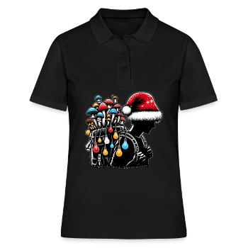 Chasseur de champignons Chasse aux champignons Chapeau de Père Noël - Polo Femme - noir - Devant - Ailine (174cm)