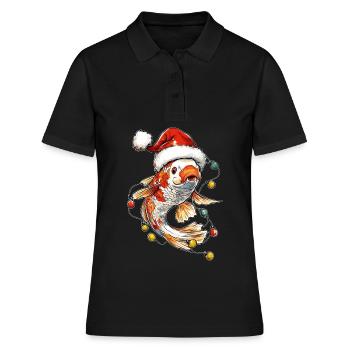 Nishikigoi carpe carpe koi poisson chapeau de Noël - Polo Femme - noir - Devant - Ailine (174cm)
