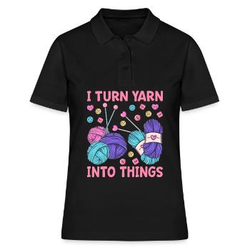 Crochet Knitting Yarn Lover I Transform Yarn I - Women's Polo Shirt - black - Front - Ailine (174cm)
