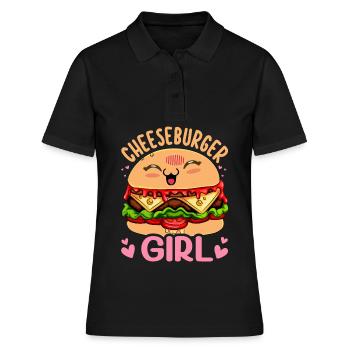 Cheeseburger Girl Burger Girl - Polo Femme - noir - Devant - Ailine (174cm)