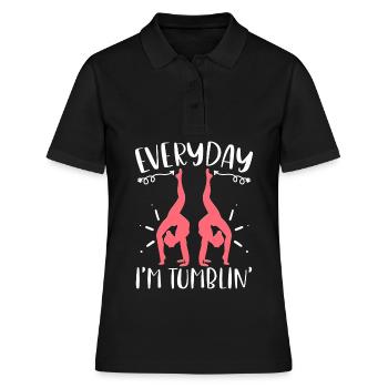 Everyday I'm Tumblin' Funny Tumbling Gymnastics - Frauen Polo Shirt - Schwarz - Vorne - Ailine (174cm)