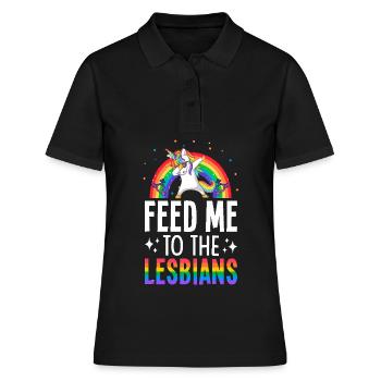 Nourris-moi aux lesbiennes Fierté lesbienne LGBTQ - Polo Femme - noir - Devant - Ailine (174cm)