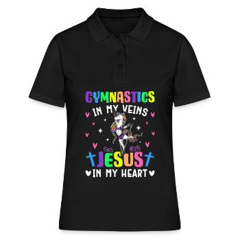 La gymnastique dans mes veines Turner Cartwheel Jesus - Polo Femme - noir - Devant - Ailine (174cm)