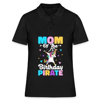 Maman de l’anniversaire Pirate Pirates Anniversaire Pirate - Polo Femme - noir - Devant - Ailine (174cm)