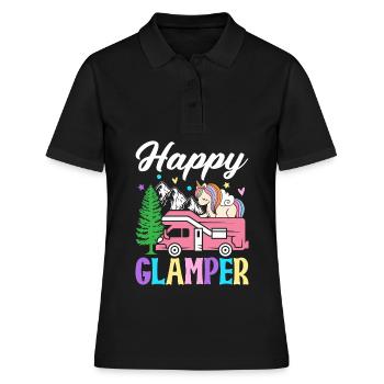 Happy Glamper Glamping Camper Graphic Design for - Women's Polo Shirt - black - Front - Ailine (174cm)