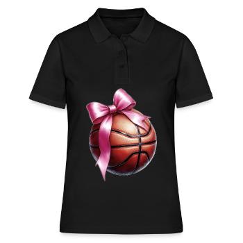 Coquette Bogen Basketball Spieler Mütter Tag Rosa - Frauen Polo Shirt - Schwarz - Vorne - Ailine (174cm)