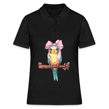 Coquette Cockatiel Perruche Perroquet - Polo Femme - noir - Devant - Ailine (174cm)