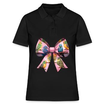 Coquette Cockatiel Perruche Perroquet - Polo Femme - noir - Devant - Ailine (174cm)