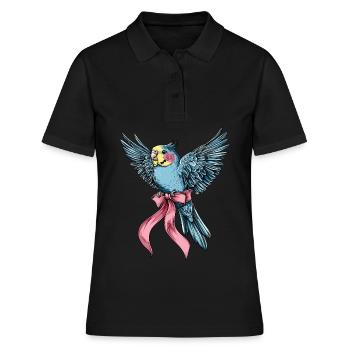 Coquette Bow Perruche Perruche Perroquet - Polo Femme - noir - Devant - Ailine (174cm)