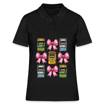 Coquette Bow Spielautomat Glücksspiel Gambler - Frauen Polo Shirt - Schwarz - Vorne - Ailine (174cm)