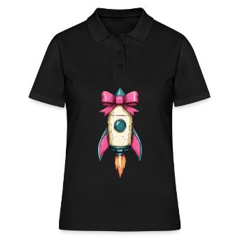 Coquette proue fusée spatiale navette spatiale - Polo Femme - noir - Devant - Ailine (174cm)