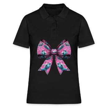 Coquette Bogen Tauchen Mama Taucher Muster rosa - Frauen Polo Shirt - Schwarz - Vorne - Ailine (174cm)