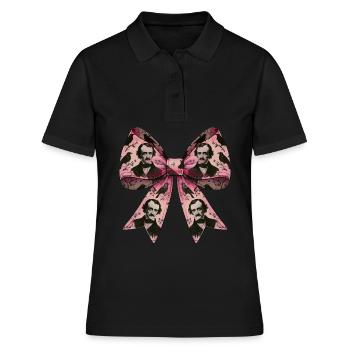 Kokette Schleife Edgar Allan Poe Literatur Rosa - Frauen Polo Shirt - Schwarz - Vorne - Ailine (174cm)