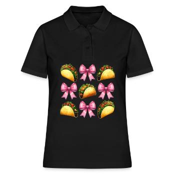 Coquette Bow Tacos Cuisine Mexicaine Ruban Rose - Polo Femme - noir - Devant - Ailine (174cm)