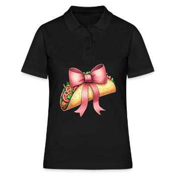 Coquette Bow Tacos Cuisine Mexicaine Ruban Rose - Polo Femme - noir - Devant - Ailine (174cm)
