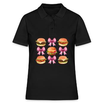 Coquette Bow Burger Hamburger Ruban Rose Maman - Polo Femme - noir - Devant - Ailine (174cm)
