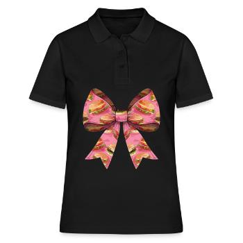 Coquette Bow Burger Hamburger Ruban Rose Maman - Polo Femme - noir - Devant - Ailine (174cm)