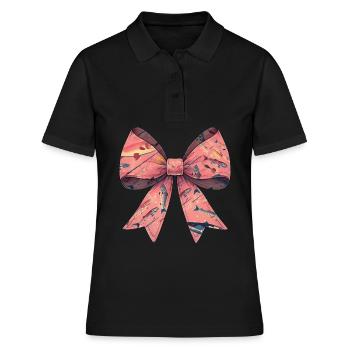 Coquette Bogen Angeln Fischerei Fisch rosa - Frauen Polo Shirt - Schwarz - Vorne - Ailine (174cm)