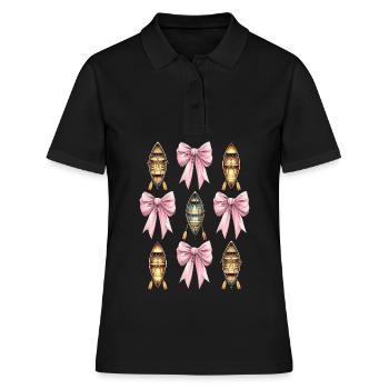 Coquette Bogen Rudern Ruderboot Paddel rosa - Frauen Polo Shirt - Schwarz - Vorne - Ailine (174cm)