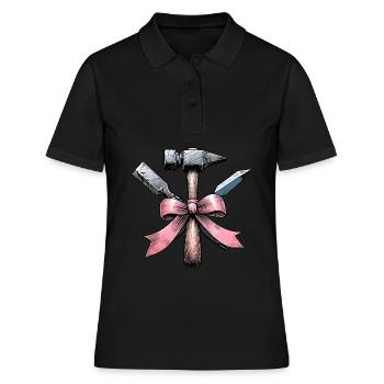 Coquette Bogen Bildhauer Sculptor Mom Ribbon Rosa - Frauen Polo Shirt - Schwarz - Vorne - Ailine (174cm)