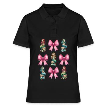 Coquette noeud Sirène Fille Ruban Rose - Polo Femme - noir - Devant - Ailine (174cm)