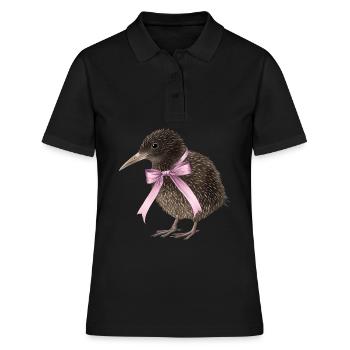 Coquette Bogen Kiwi Vogel Mama Muttertag rosa - Frauen Polo Shirt - Schwarz - Vorne - Ailine (174cm)