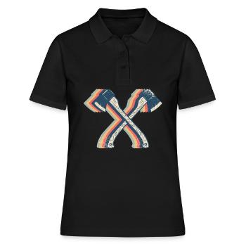 Axt-Werfen Axt-Werfer Retro Line Art - Frauen Polo Shirt - Schwarz - Vorne - Ailine (174cm)