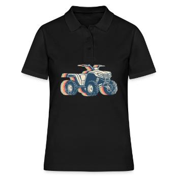 Atv Quad 4 Wheeler Retro Line Art - Frauen Polo Shirt - Schwarz - Vorne - Ailine (174cm)