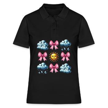 Coquette Arc Météorologie Soleil Nuages - Polo Femme - noir - Devant - Ailine (174cm)