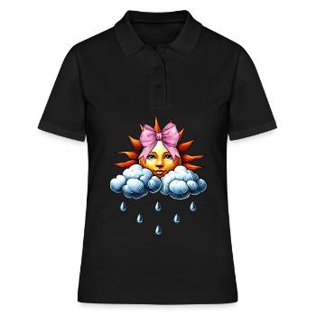 Coquette Arc Météorologie Soleil Nuages - Polo Femme - noir - Devant - Ailine (174cm)