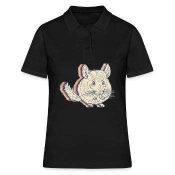 Chinchilla Haustier Retro Line Art - Frauen Polo Shirt - Schwarz - Vorne - Ailine (174cm)