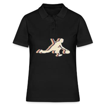 Curlingstein Spieler Retro Line Art - Frauen Polo Shirt - Schwarz - Vorne - Ailine (174cm)