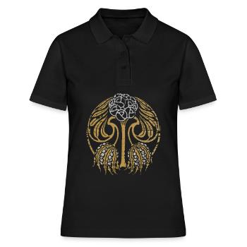 Art Nouveau, Vintage 1900, motif Mandala - Polo Femme - noir - Devant - Ailine (174cm)