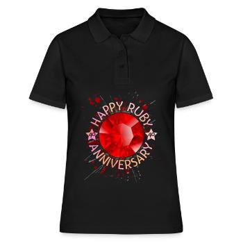 Rubin-Hochzeit, Hochzeitstag 40 Jahre - Frauen Polo Shirt - Schwarz - Vorne - Ailine (174cm)