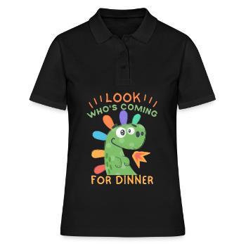 Drôle d’invitation dinosaure à dîner - Polo Femme - noir - Devant - Ailine (174cm)