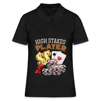 Jeu de poker, jetons de poker, sort - Polo Femme - noir - Devant - Ailine (174cm)