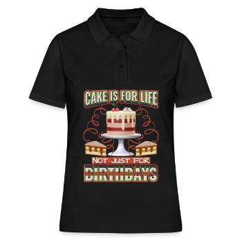 Anniversaire, gâteau d’anniversaire, gâteau 3D Dicton - Polo Femme - noir - Devant - Ailine (174cm)