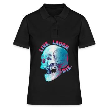 Drôle de crâne, dicton morbide, design de motard - Polo Femme - noir - Devant - Ailine (174cm)