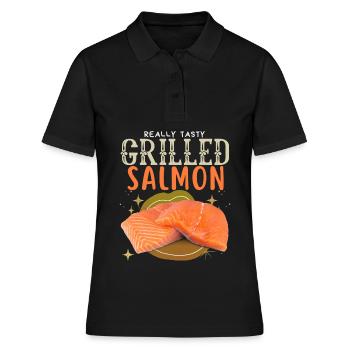 Saumon, Saumon, Pavé de Saumon, Saumon grillé - Polo Femme - noir - Devant - Ailine (174cm)