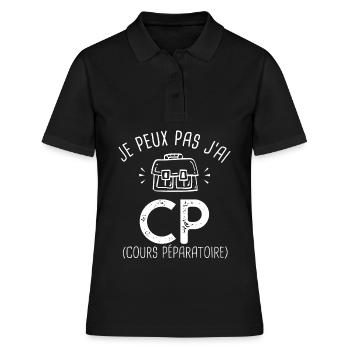 je peux pas j ai CP rentréee des classes école - Polo Femme - noir - Devant - Ailine (174cm)