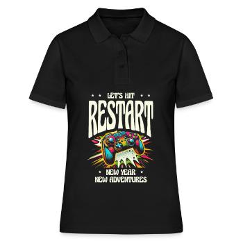 Lasst Neustart, neues Jahr, neue Abenteuer klicken - Frauen Polo Shirt - Schwarz - Vorne - Ailine (174cm)