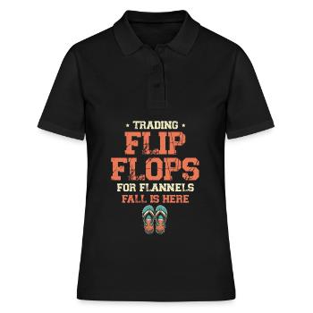 Handel Flip Flops Für Flanell, Herbst Ist Hier - Frauen Polo Shirt - Schwarz - Vorne - Ailine (174cm)