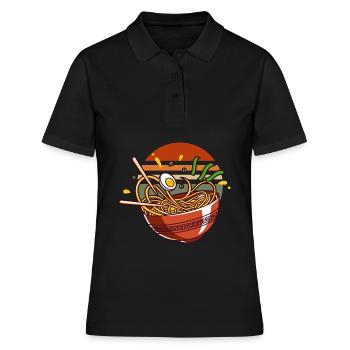 Ramen Bol Pâtes Japonaises Baguettes - Polo Femme - noir - Devant - Ailine (174cm)