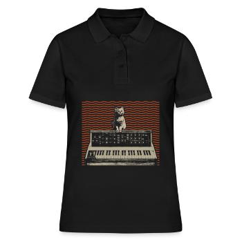 Analog Modular Synthesizer Cat Music Producer - Women's Polo Shirt - black - Front - Ailine (174cm)